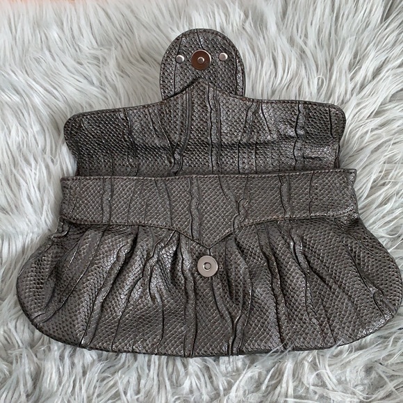 Textured Pewter Purse with Crystal Top Flap Closure - Picture 4 of 5